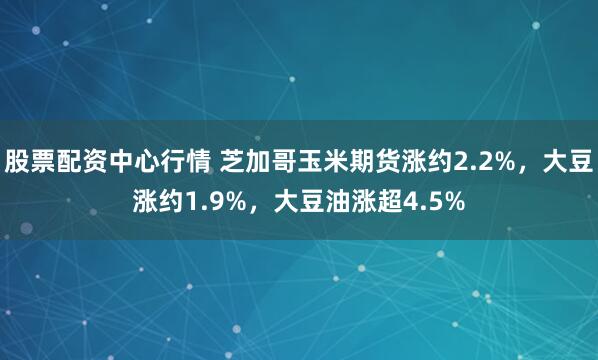 股票配资中心行情 芝加哥玉米期货涨约2.2%，大豆涨约1.9%，大豆油涨超4.5%