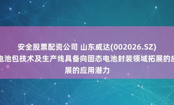 安全股票配资公司 山东威达(002026.SZ)现有的电池包技术及生产线具备向固态电池封装领域拓展的应用潜力